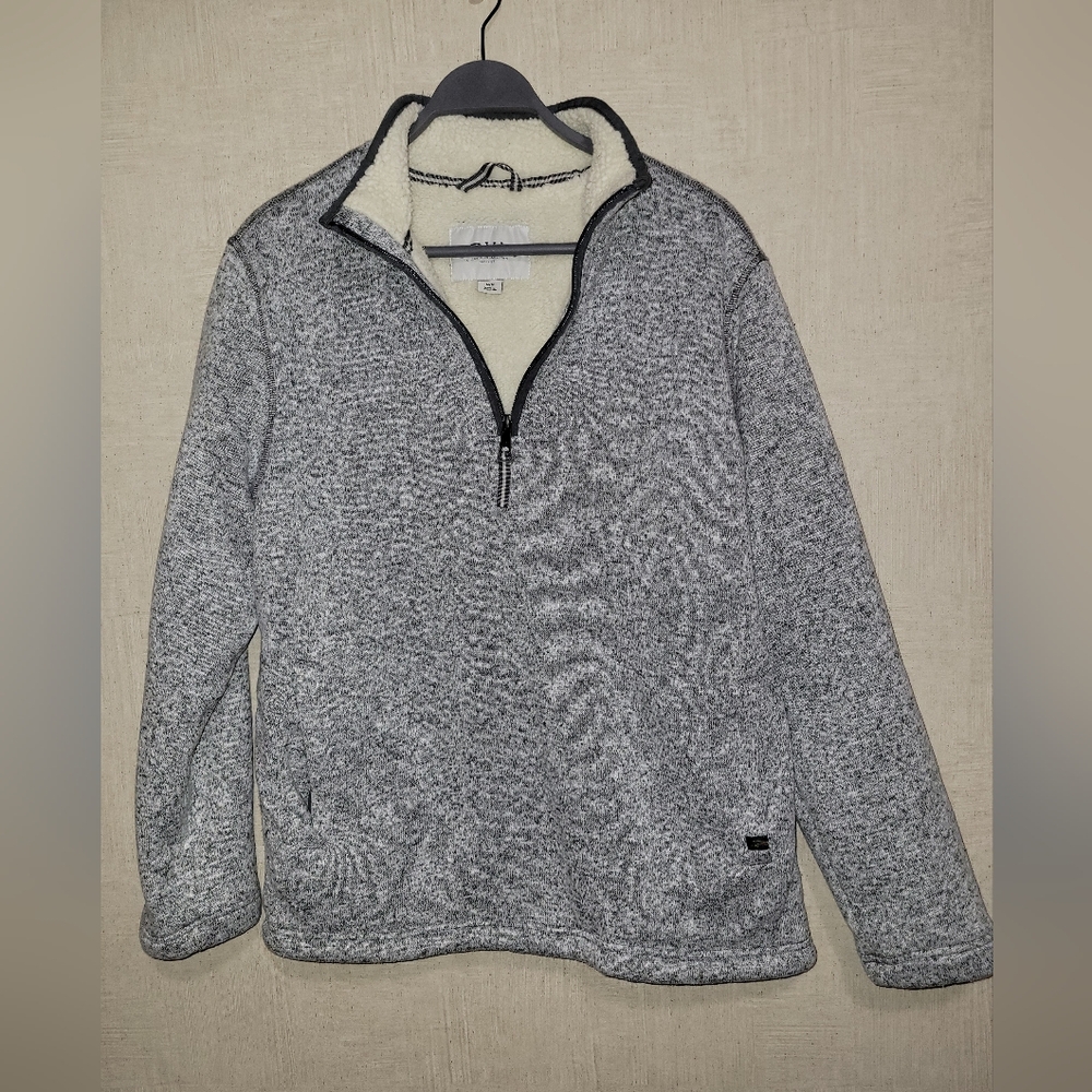 Mens Orvis Lined quarter zip sweater grey